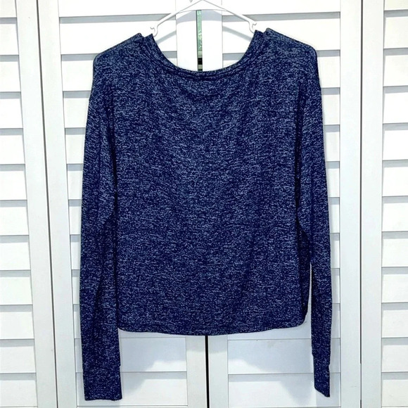 PINK oversized top xs long sleeved marbled v neck blue top comfy lounge top - Picture 2 of 6